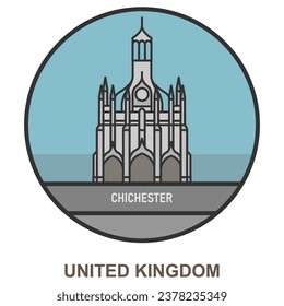 Chichester. Cities and towns in United Kingdom. Flat landmark