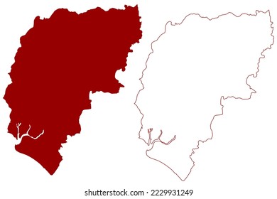 Chichester Non-metropolitan district (United Kingdom of Great Britain and Northern Ireland, ceremonial county West Sussex, England) map vector illustration, scribble sketch map