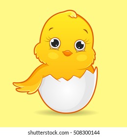 Chick. 2017 year of Rooster. Chinese new year. Vector illustration of 2017 and cute chicken.