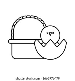 chick in basket on white background vector illustration design