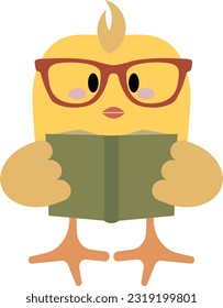 Chick with book vector image or clipart