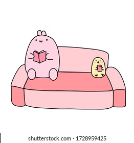 Chick and bunny social distancing