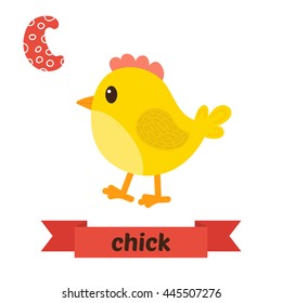 Chick. C letter. Cute children animal alphabet in vector. Funny cartoon animals. Vector illustration