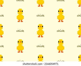 Kick-Cartoon-Charakter nahtloses Muster auf gelbem Hintergrund. Pixelstil