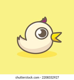 Chick Cartoon Mascot Vector Funny Happiness Cute Yellow Kids Flat Design