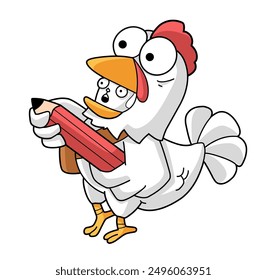 Chick Cartoon Vector Icon Illustration. Animal Science Icon Concept Isolated Premium Vector. Flat Cartoon Style. happy and fun cartoon illustration, vector for children.