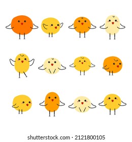 Chick cartoon vector illustration in flat style. Spring drawing collection. Holiday design. Happy easter.