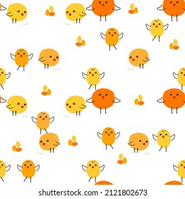 Chick cartoon vector seamless illustration in flat style. Spring drawing collection. Holiday design. Happy easter.