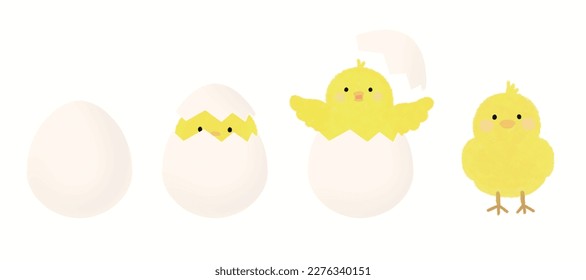 Chick character coming out of an eggshell