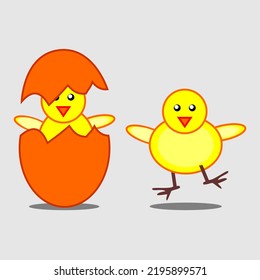 chick character design, hatching egg vector illustration