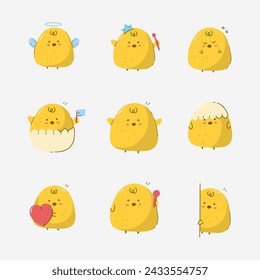 Chick character hand drawn vector illustration