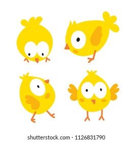 Cute Cartoon Baby Chicken Set Kawaii Stock Vector (Royalty Free) 1585639891