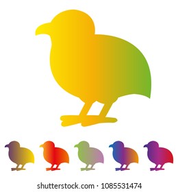 Chick, chicken icon, gradient silhouette on white background
