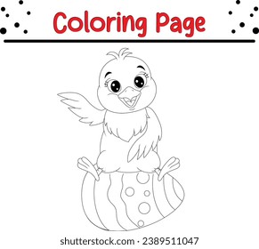 chick coloring page. Easter coloring book for kids