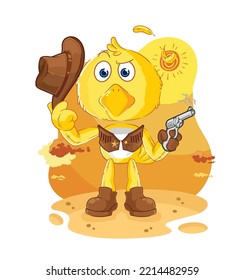 the chick cowboy with gun character vector