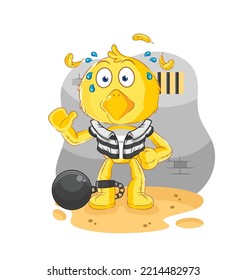the chick criminal in jail. cartoon character