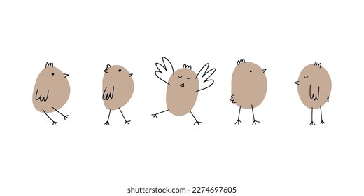 Chick. Cute little farm bird. Funny easter animal. Kids vector illustration.