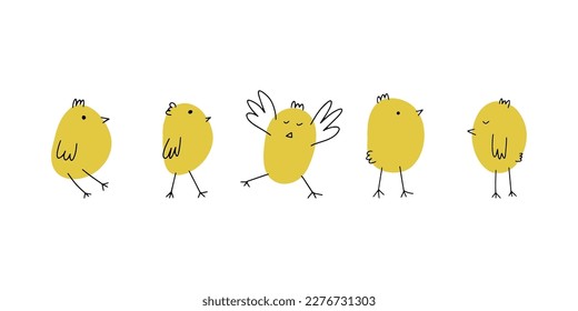 Chick. Cute little farm bird. Funny easter animal. Kids vector illustration.