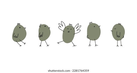 Chick. Cute little farm bird. Funny easter animal. Kids vector illustration.