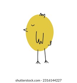 Chick. Cute little farm bird. Funny easter animal. Kids vector illustration.