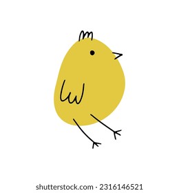 Chick. Cute little farm bird. Funny easter animal. Kids vector illustration.