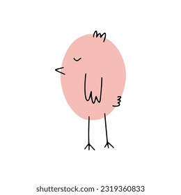 Chick. Cute little farm bird. Funny easter animal. Kids vector illustration.
