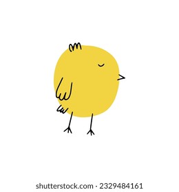 Chick. Cute little farm bird. Funny easter animal. Kids vector illustration.