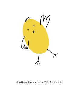 Chick. Cute little farm bird. Funny easter animal. Kids vector illustration.