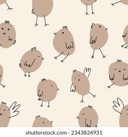 Chick. Cute little farm bird. Funny easter animal. Kids vector illustration.