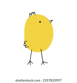 Chick. Cute little farm bird. Funny easter animal. Kids vector illustration.