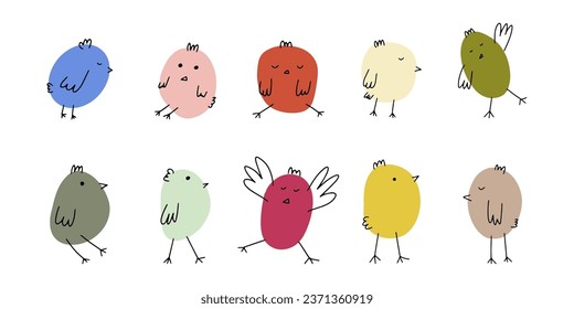 Chick. Cute little farm bird. Funny easter animal. Kids vector illustration.
