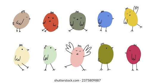 Chick. Cute little farm bird. Funny easter animal. Kids vector illustration.