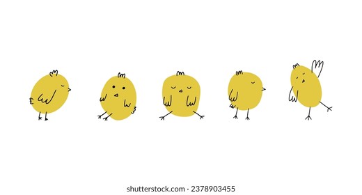 Chick. Cute little farm bird. Funny easter animal. Kids vector illustration.