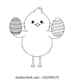 chick with easter eggs