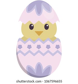 Chick in Easter Eggshell Illustration