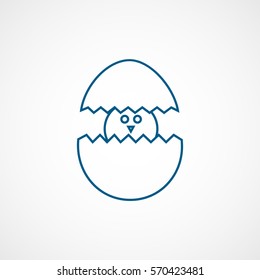 Chick In Egg Blue Line Icon On White Background