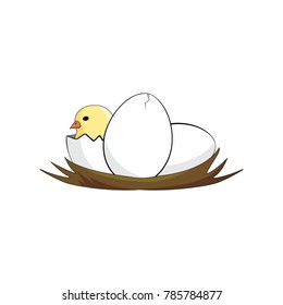 Chick Egg Hatching Vektor Art