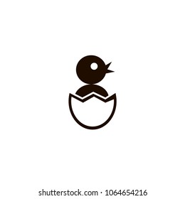 Chick in egg icon. flat design