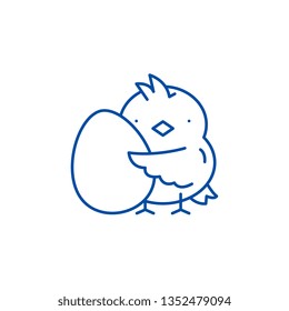 Chick with an egg line icon concept. Chick with an egg flat  vector symbol, sign, outline illustration.