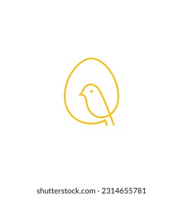 chick in the egg logo in minimalist and simple line art style