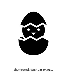 Chick in egg vector illustration, Easter solid design icon