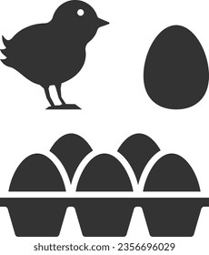 Chick and eggs icon silhouette