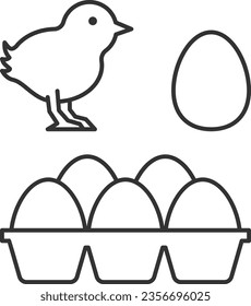 Chick and eggs line icon