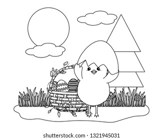 chick with eggshell