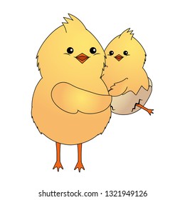 chick with eggshell