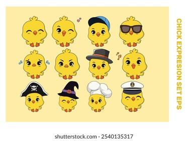 Chick Expression Illustration Collection Set