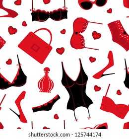 Chick female accessories seamless pattern