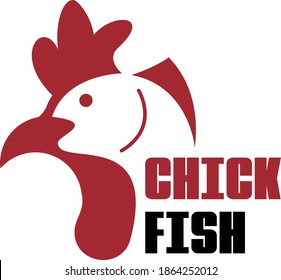 CHICK FISH - LOGO CHICKEN AND FISH RED BLACK