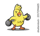 Chick  Fit Cartoon Boxing Mascot