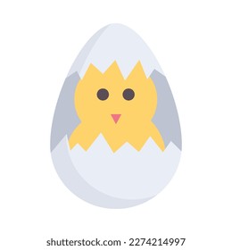 Chick flat icon. Newborn little cute chick, Baby bird emergence from egg. Vector Illustration.